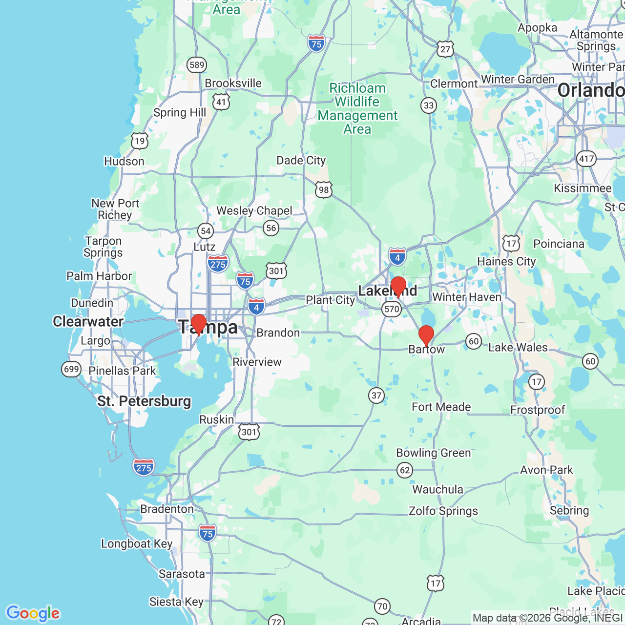 Google map image of our locations